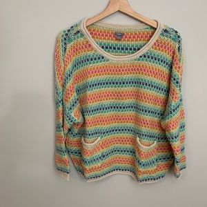 Aerie rainbow crochet sweater large